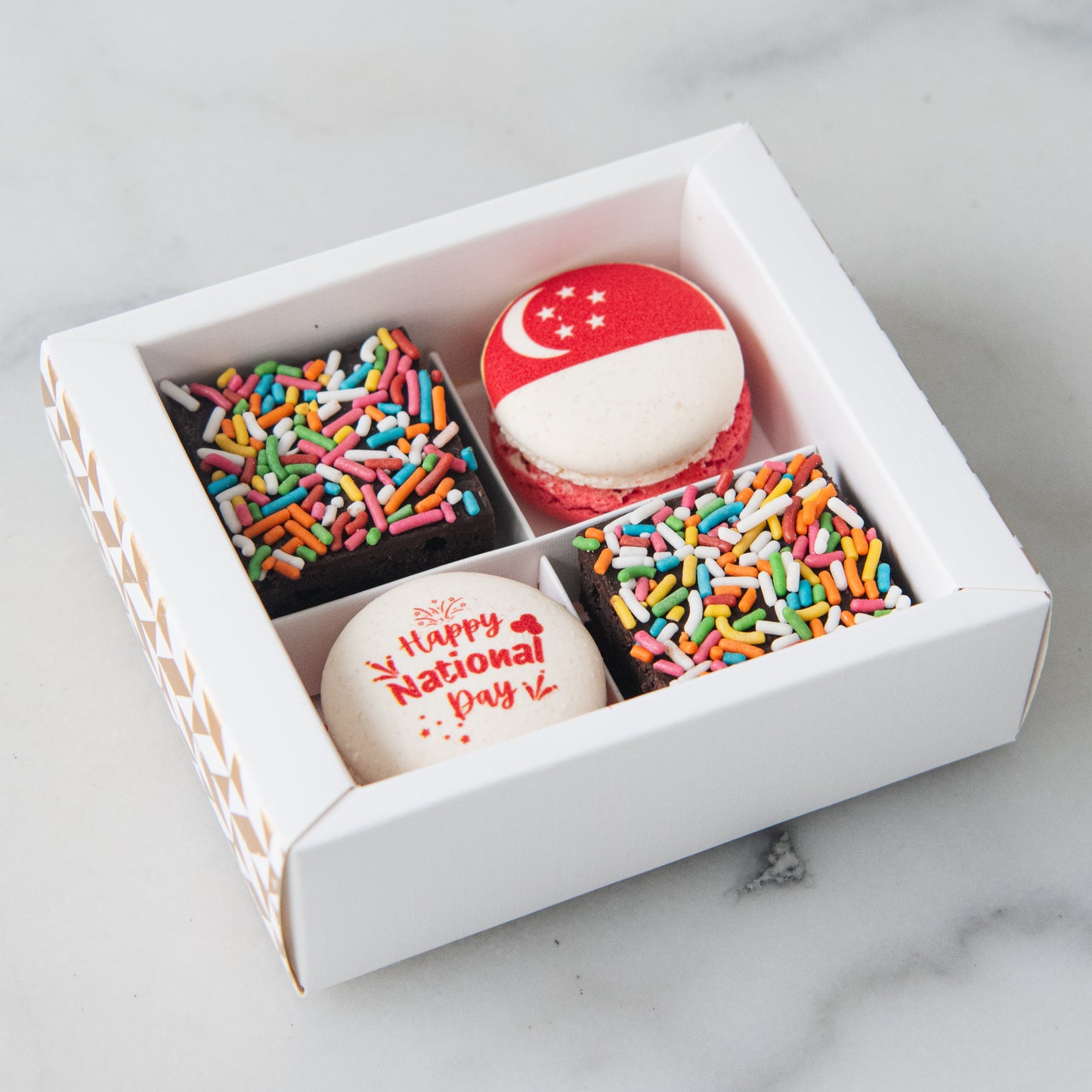 Happy National Day | Red Dot Bites Macaron and Brownie Set | $11.80 Nett