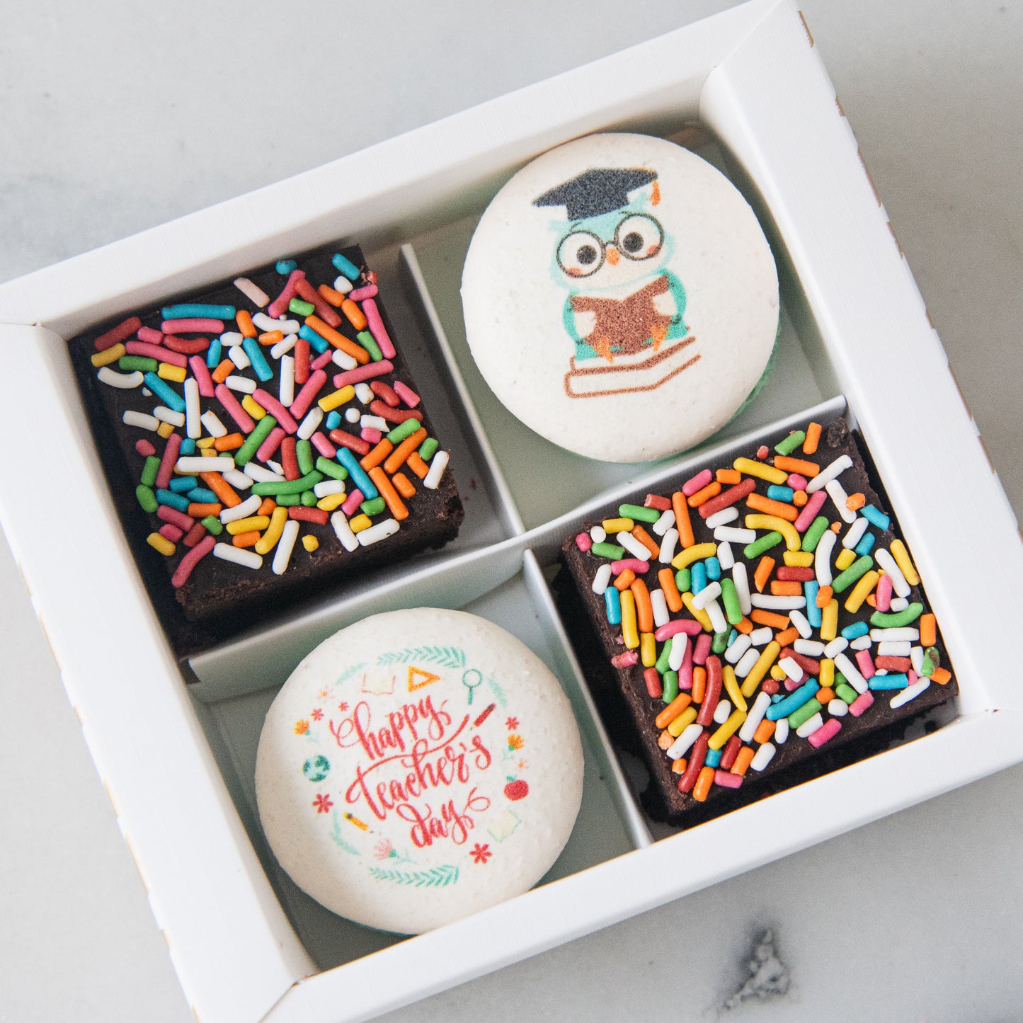 Happy Teacher's Day | Educator's Special Macaron Brownie Set  | Price $11.80 nett