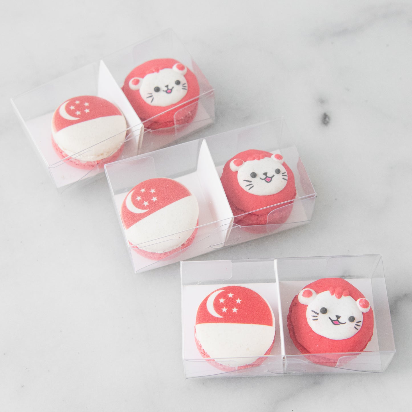 Happy National Day | Lion & Flag 2in1 Macaron Set | $8.80 Nett