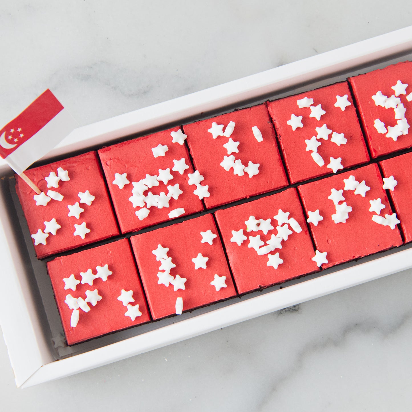 Happy National Day | 10pcs Red & White Brownie Bites In Gift Box | $15.80 Nett