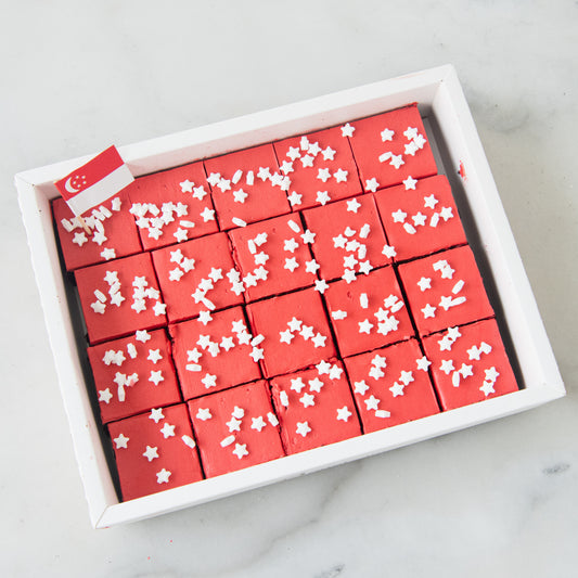 Happy National Day | 20pcs Red & White Brownie Bites In Gift Box | $25.80 Nett