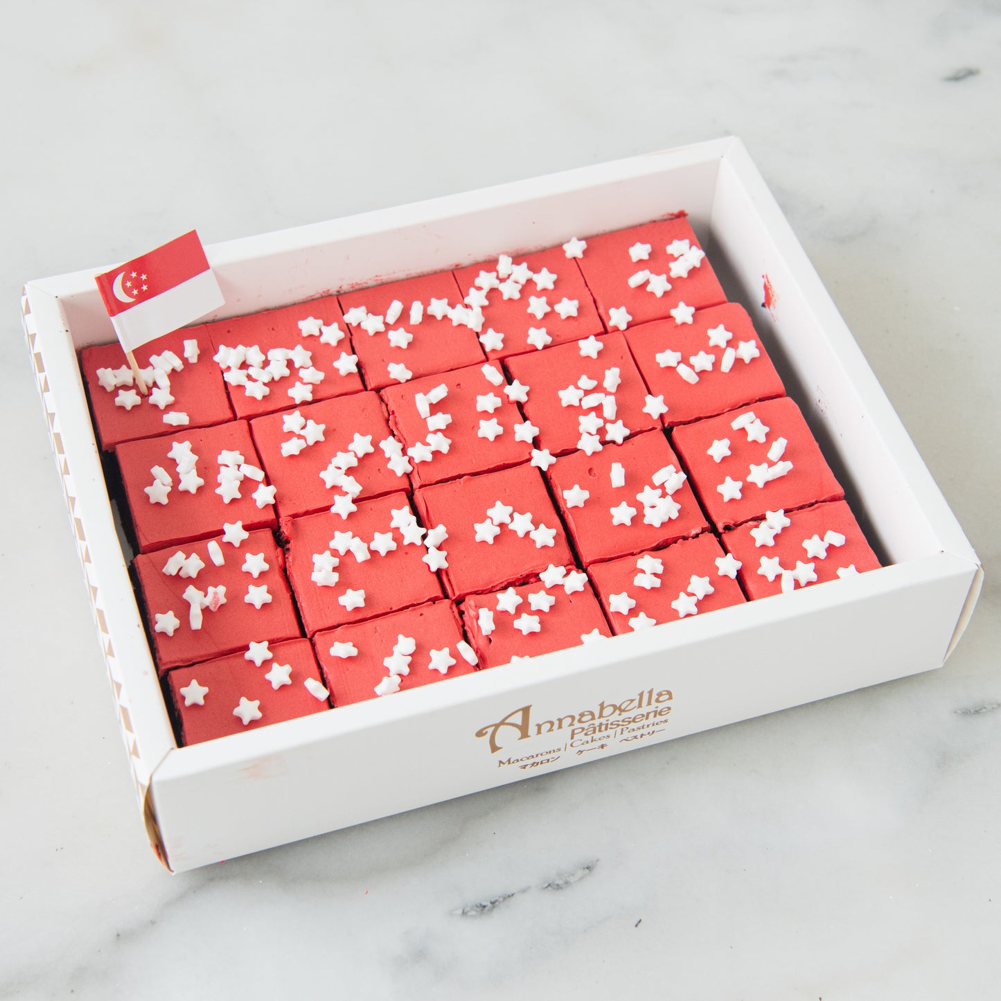 Happy National Day | 20pcs Red & White Brownie Bites In Gift Box | $25.80 Nett
