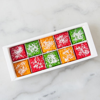 Eggless* | Happy Deepavali | 10 in1 Joyful & Colorful Eggless Coconut Barfi | $18.80 Nett