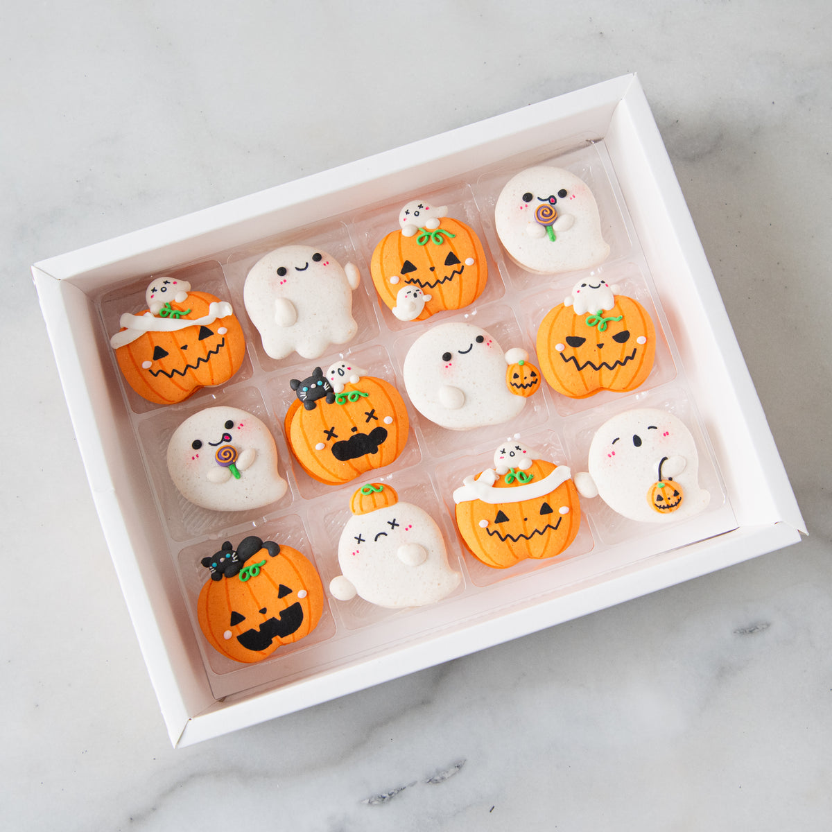 Happy Halloween | 12in1 Pumpkins & Ghosts Macaron Set | $51.80 Nett