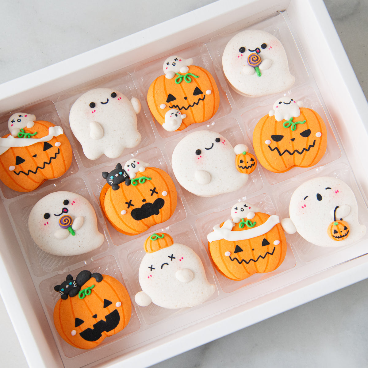 Happy Halloween | 12in1 Pumpkins & Ghosts Macaron Set | $51.80 Nett