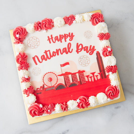 Happy National Day | National Day Festive Celebration Cake 18x18cm | $88 Nett