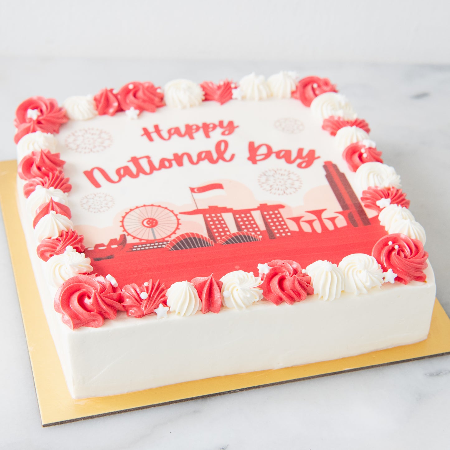 Happy National Day | National Day Festive Celebration Cake 18x18cm | $88 Nett