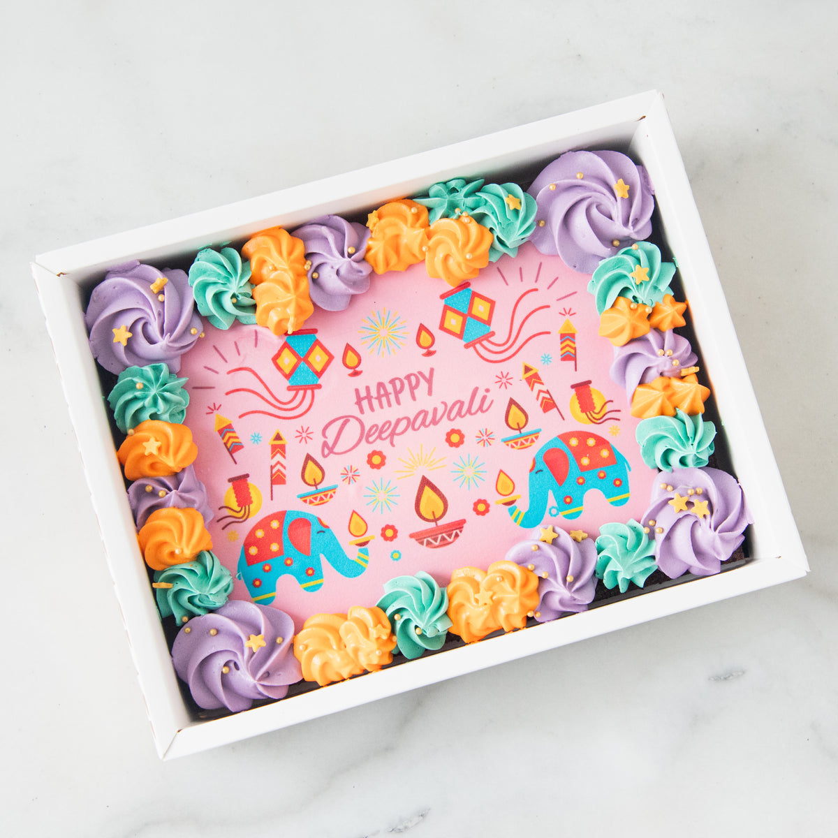 Eggless* | Happy Deepavali |  Festival of Lights Eggless Floral Brownie| $51.80 Nett