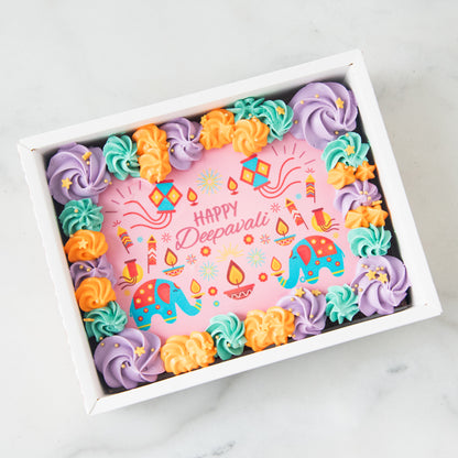 Eggless* | Happy Deepavali |  Festival of Lights Eggless Floral Brownie| $51.80 Nett