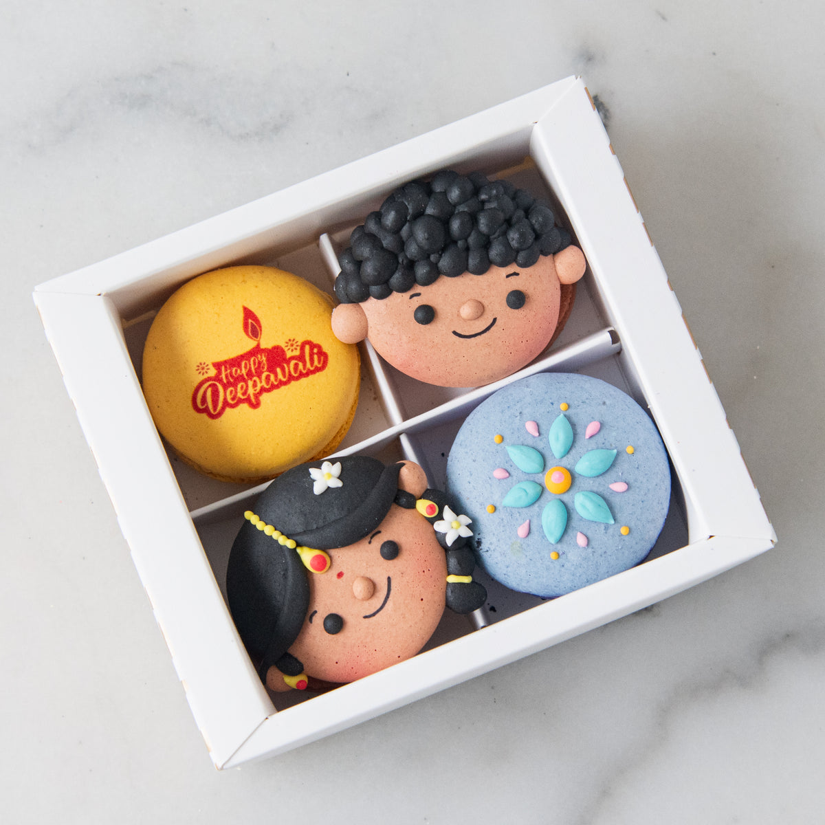 Happy Deepavali | Golden Diwali 4in1 Macarons in a Gift Box | $13.80 Nett