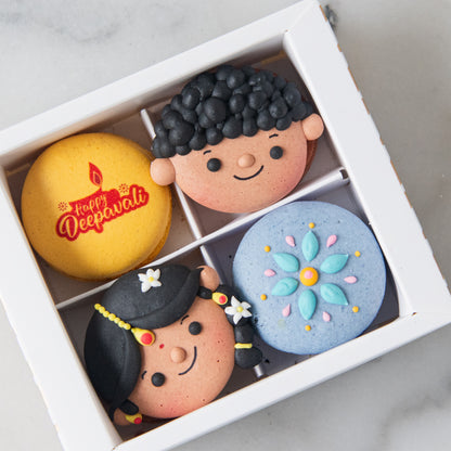 Happy Deepavali | Golden Diwali 4in1 Macarons in a Gift Box | $13.80 Nett