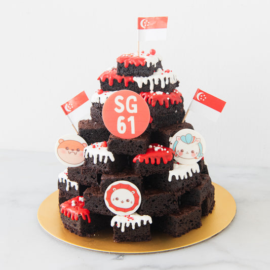 Happy National Day | Majulah Trio Squad Brownie Tower | $128 Nett