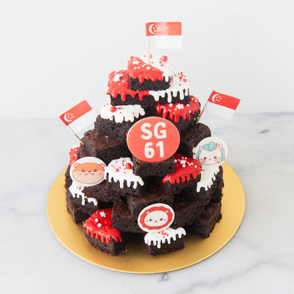 Happy National Day | Majulah Trio Squad Brownie Tower | $128 Nett