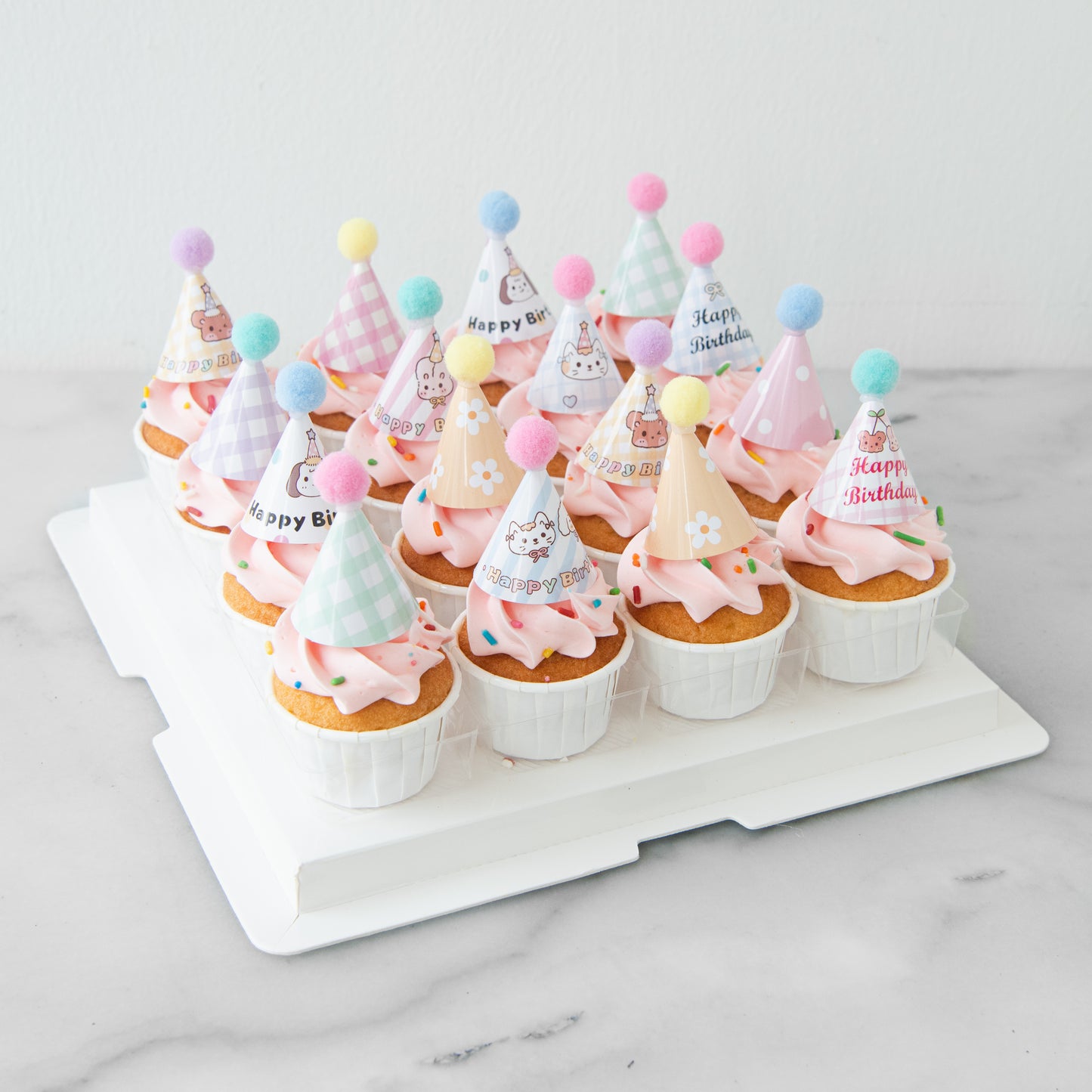 Party Hat Pink Mini Cupcakes 16 pcs Set | U.P $58.80