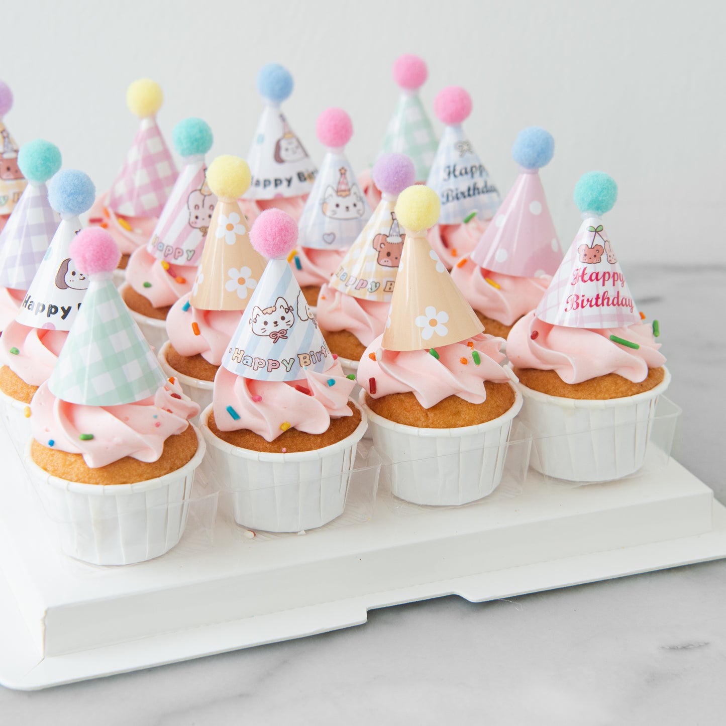 Party Hat Pink Mini Cupcakes 16 pcs Set | U.P $58.80