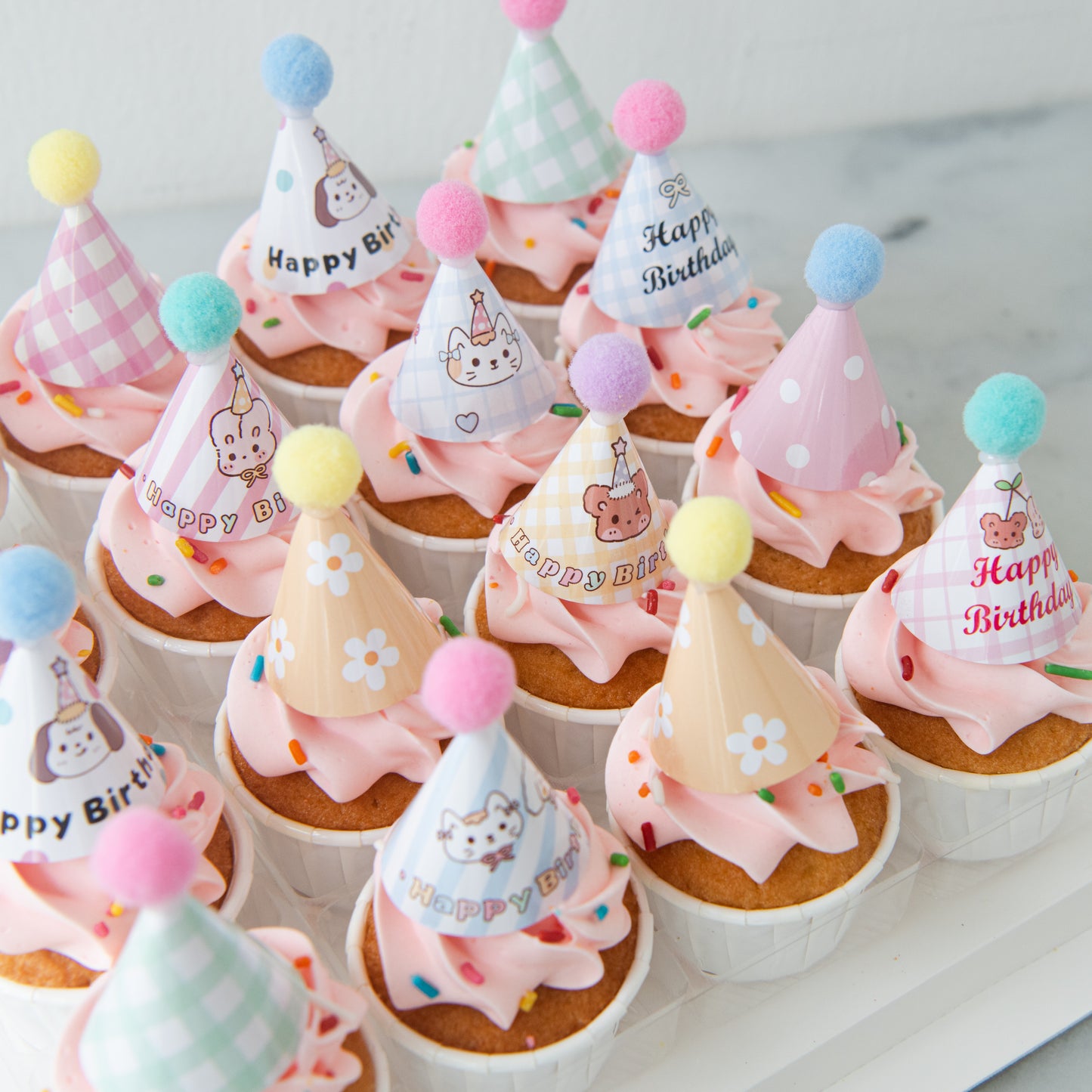 Party Hat Pink Mini Cupcakes 16 pcs Set | U.P $58.80