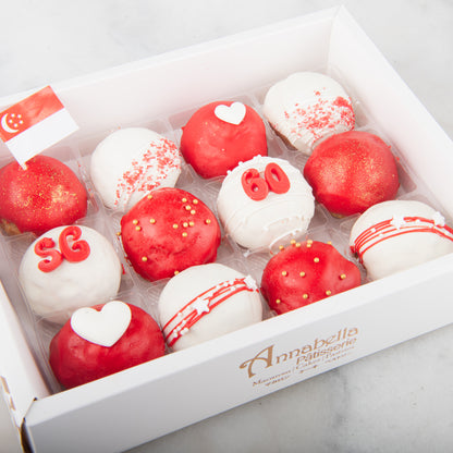 Happy National Day | Red & White Choux Cream Puff 12 pcs | $39.90 Nett