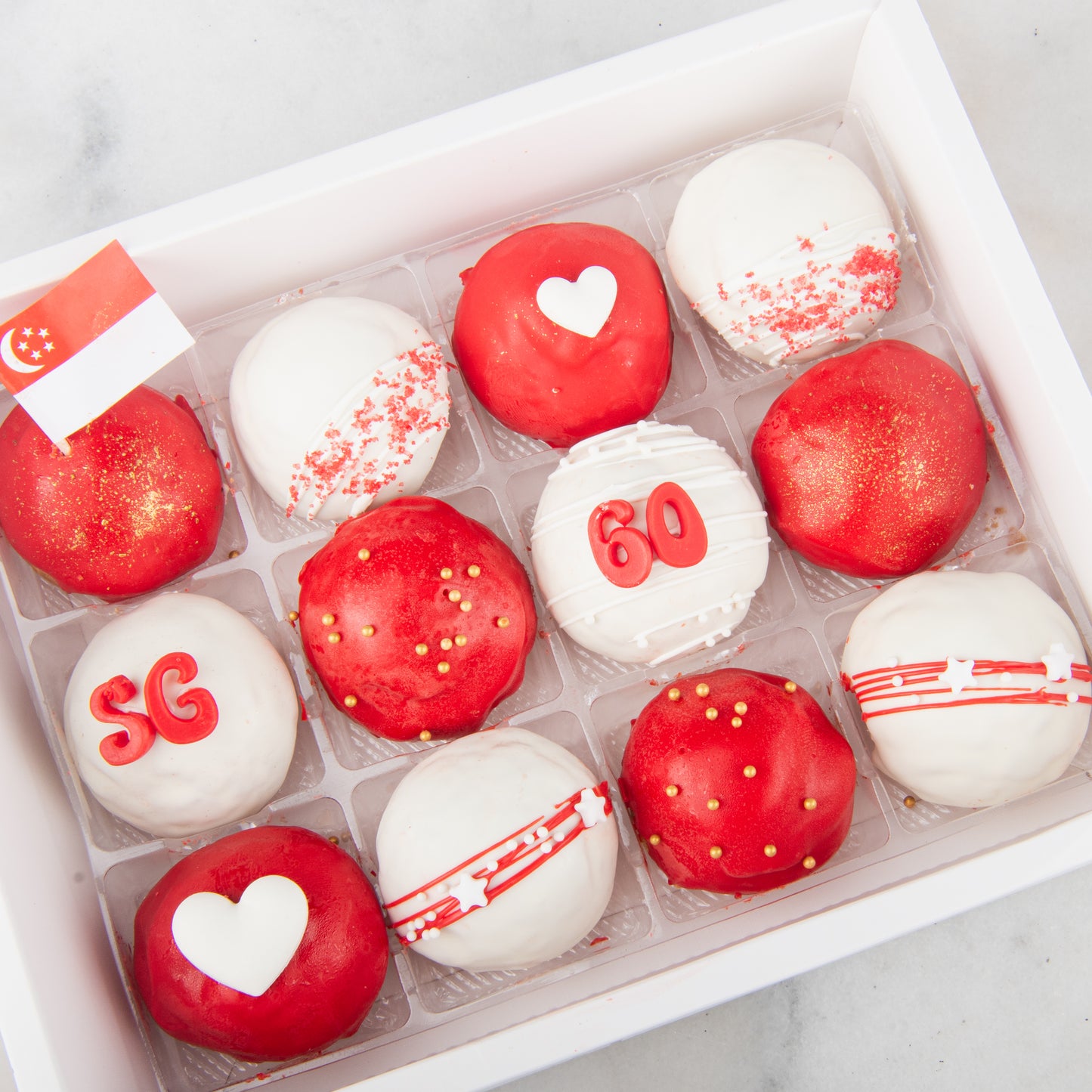 Happy National Day | Red & White Choux Cream Puff 12 pcs | $39.90 Nett