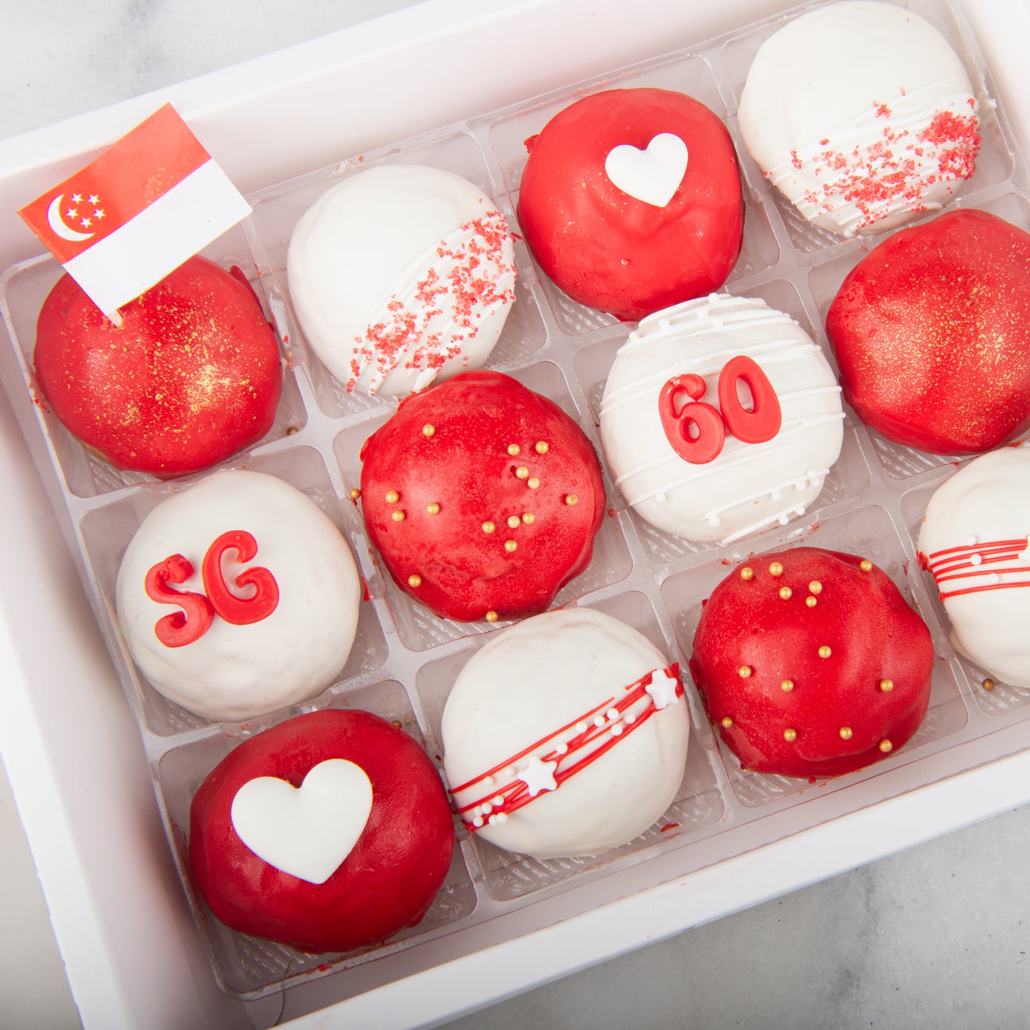 Happy National Day | Red & White Choux Cream Puff 12 pcs | $39.90 Nett
