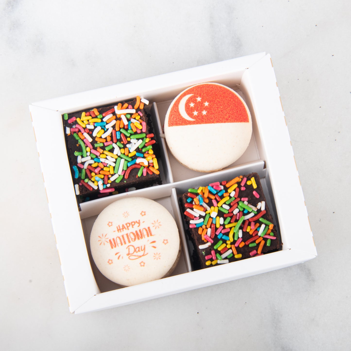 Happy National Day | Red Dot Bites Macaron and Brownie Set | $11.80 Nett