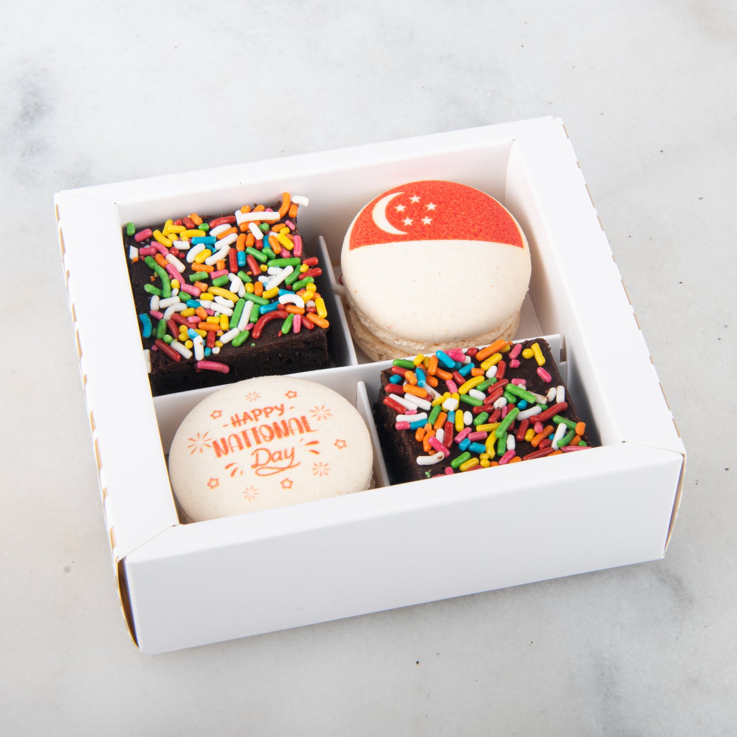 Happy National Day | Red Dot Bites Macaron and Brownie Set | $11.80 Nett