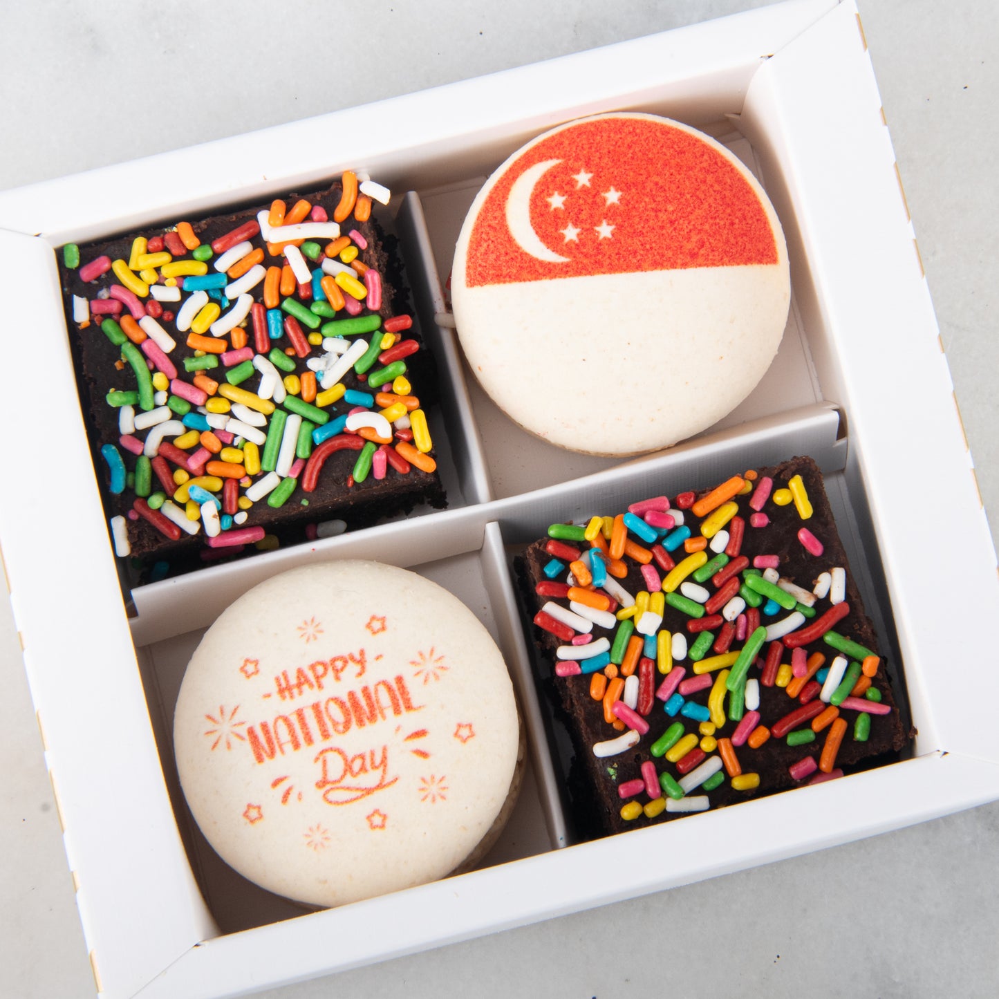 Happy National Day | Red Dot Bites Macaron and Brownie Set | $11.80 Nett