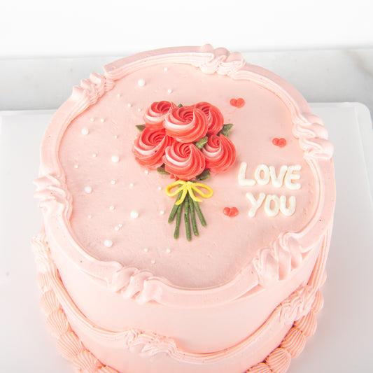 Customized Cake- Love Bouquet Vintage Cake