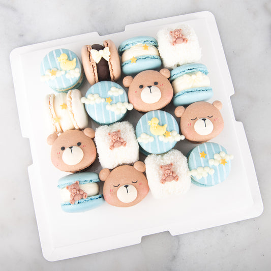 16 pcs Sweet Dreams Blue Bear Fatcarons | $118 Nett