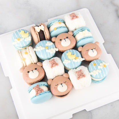 16 pcs Sweet Dreams Blue Bear Fatcarons | $118 Nett