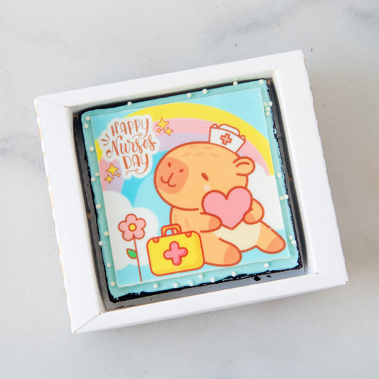 Happy Nurse Day | Nurse Capy’s Petite Brownie 8x8 | $9.80 Nett