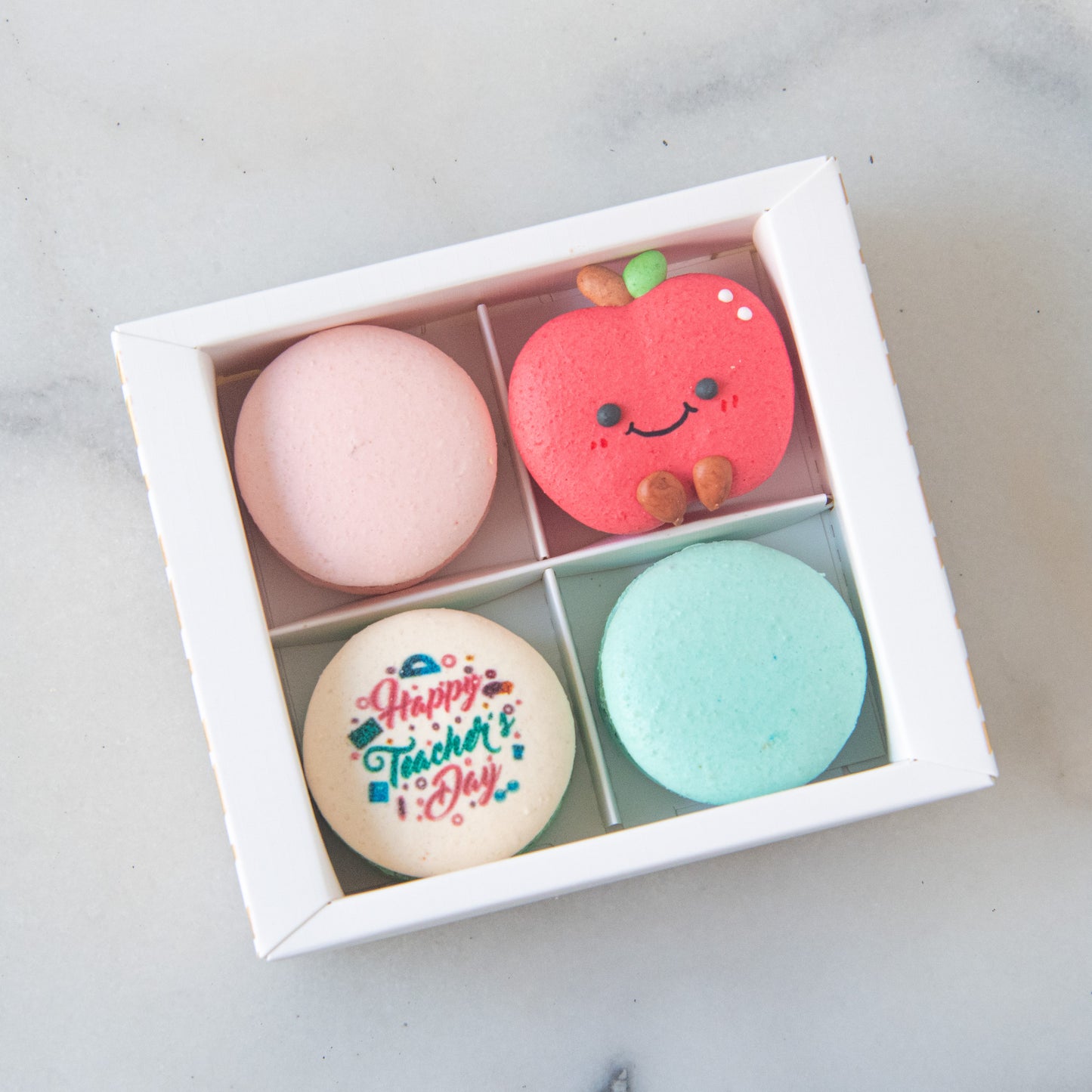 Happy Teacher's Day | 4in1 Smiley Apple Macaron | $13.80 Nett