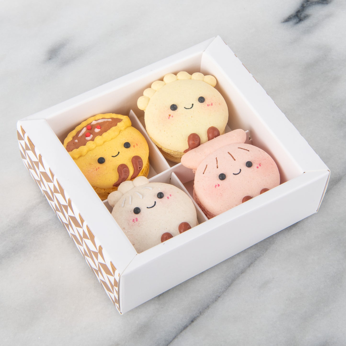 9.9 Sales | *New* 4pcs Smiley DIMSUM Macarons in Gift Box | S$15.80 Nett