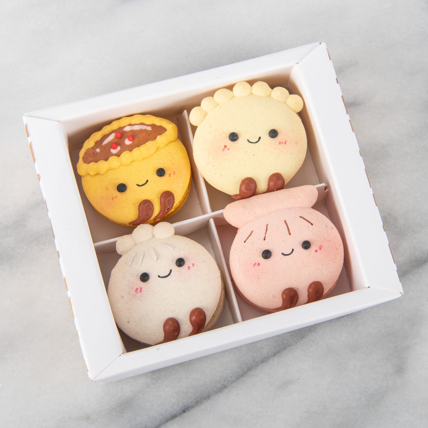 9.9 Sales | *New* 4pcs Smiley DIMSUM Macarons in Gift Box | S$15.80 Nett