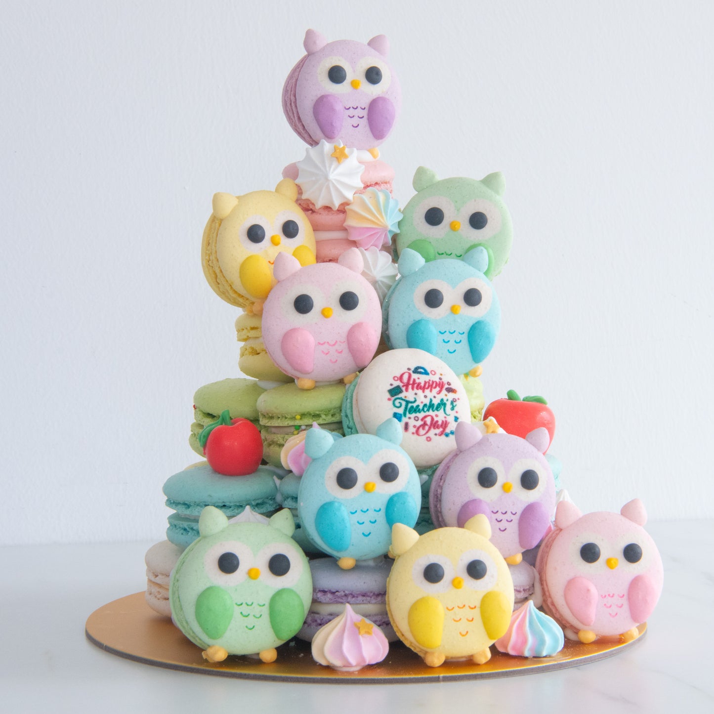 Happy Teacher's Day | Pastel Owls Macaron Tower | Price $158 nett