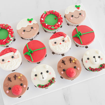 Ho Ho Ho! Merry Christmas | 12pc Santa & Friends Cupcakes | $78.80 Nett