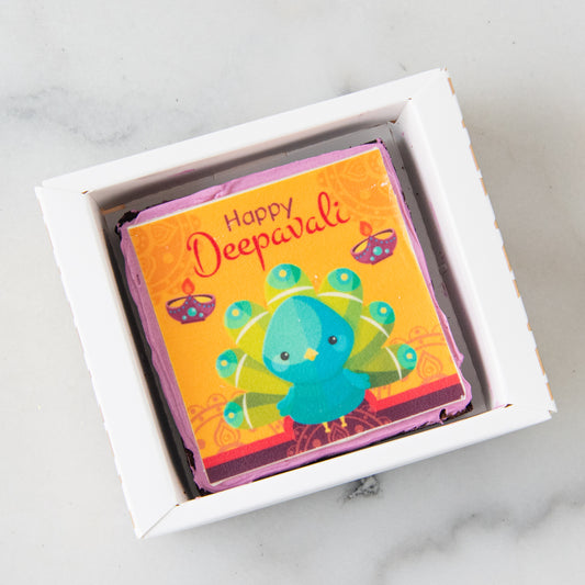 Happy Deepavali | Prosperity Peacock Petite Brownie 8x8cm | $9.80 Nett