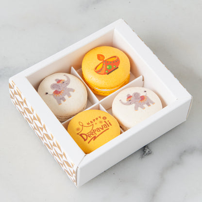 Happy Deepavali | Golden Diwali 4in1 Printed Macarons in a Gift Box | $12.80 Nett only