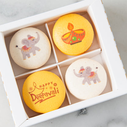 Happy Deepavali | Golden Diwali 4in1 Printed Macarons in a Gift Box | $12.80 Nett only