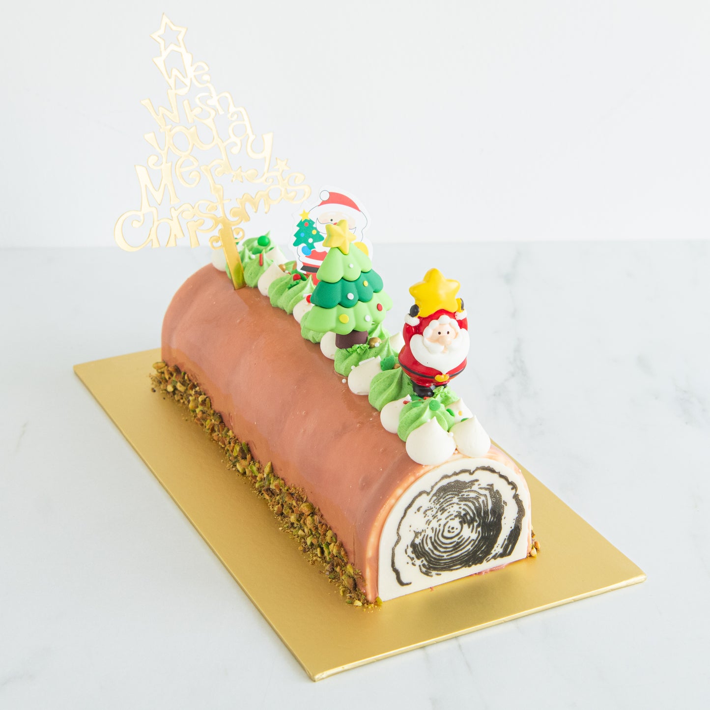 Ho Ho Ho! Merry Christmas | Santa's Sweet Treat - Pistachio Kunafa Log Cake 1kg | $75.80 Nett