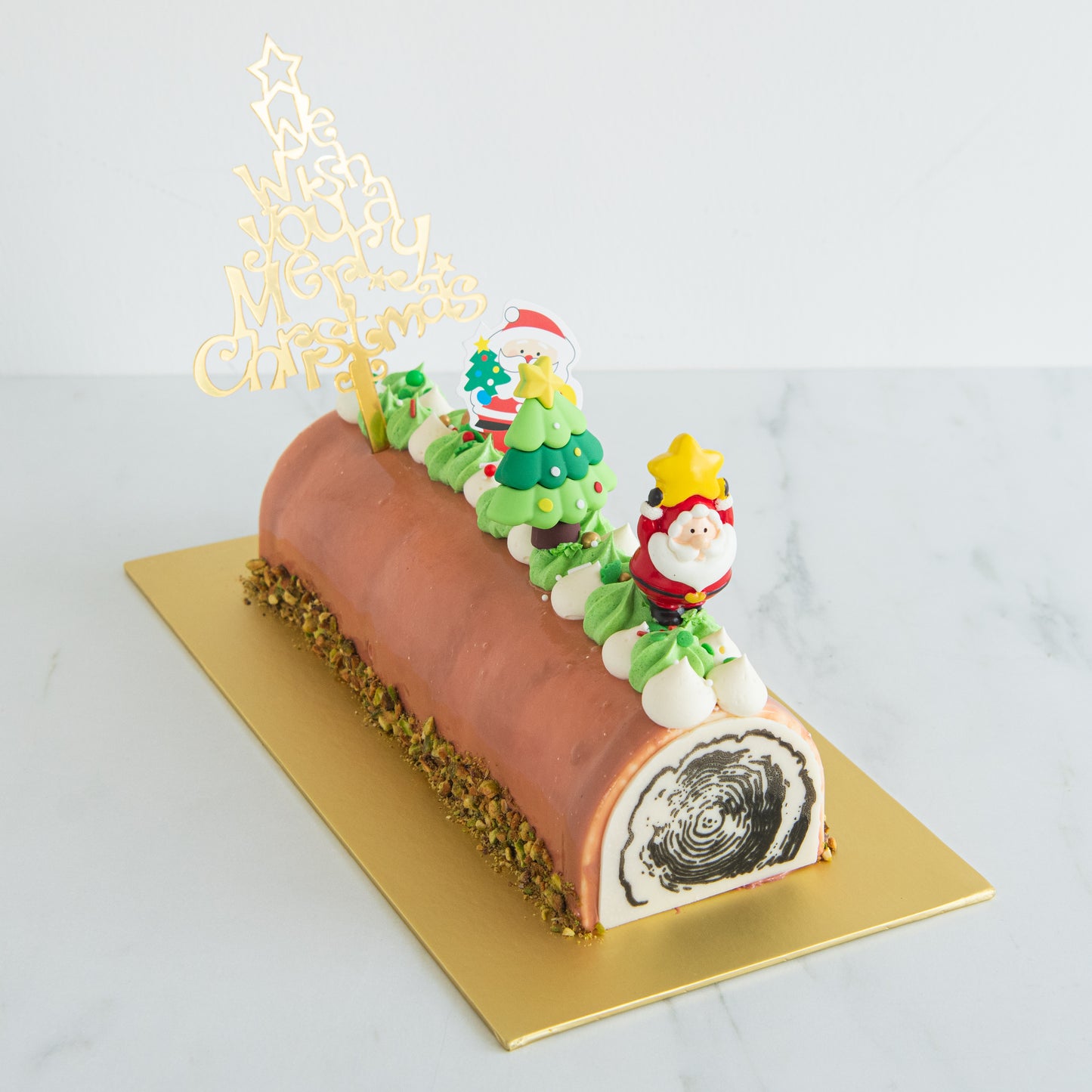 Ho Ho Ho! Merry Christmas | Santa's Sweet Treat - Pistachio Kunafa Log Cake 1kg | $75.80 Nett