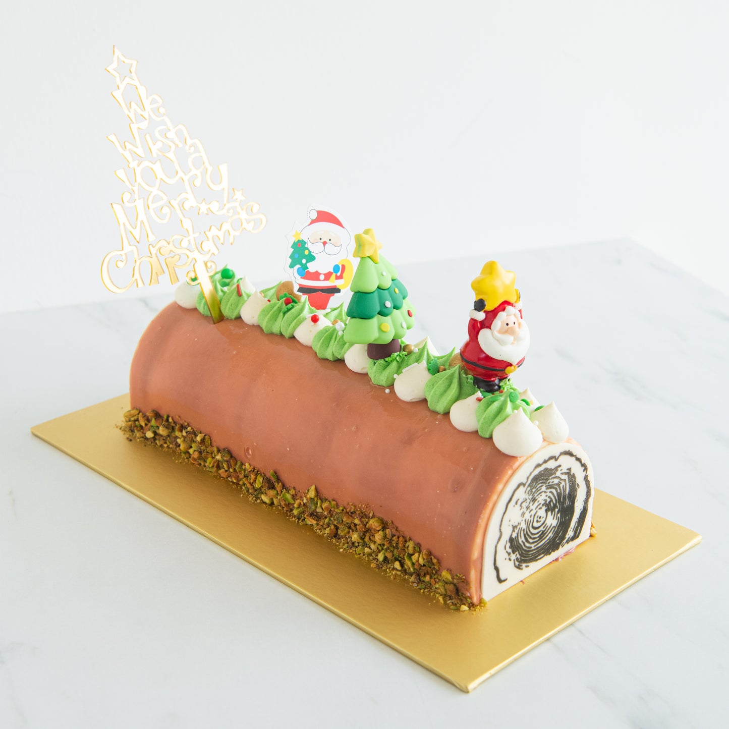 Ho Ho Ho! Merry Christmas | Santa's Sweet Treat - Pistachio Kunafa Log Cake 1kg | $75.80 Nett