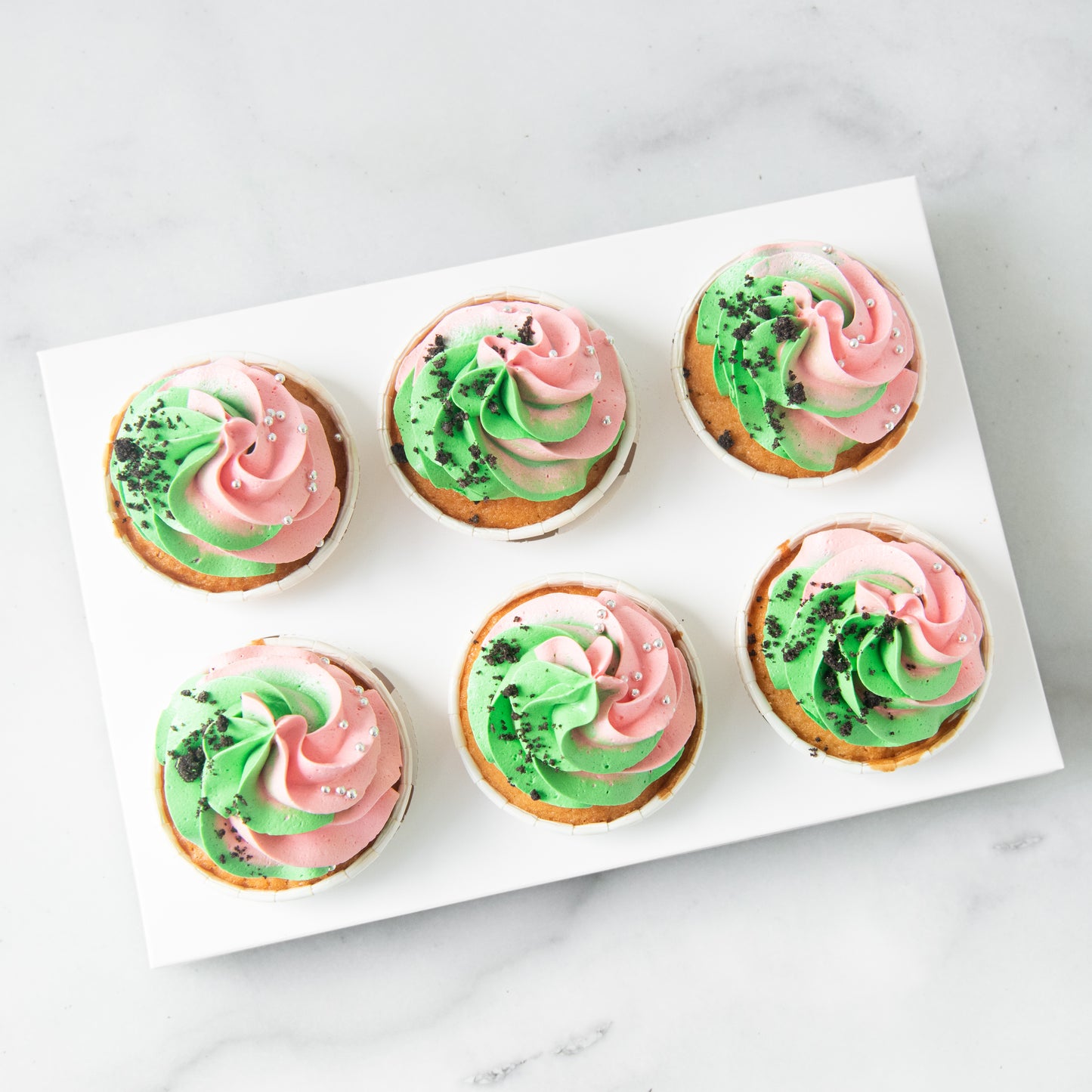 *New*Pink & Green Swirl Cupcakes 6 pcs Set | $33.80 Nett