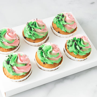 *New*Pink & Green Swirl Cupcakes 6 pcs Set | $33.80 Nett