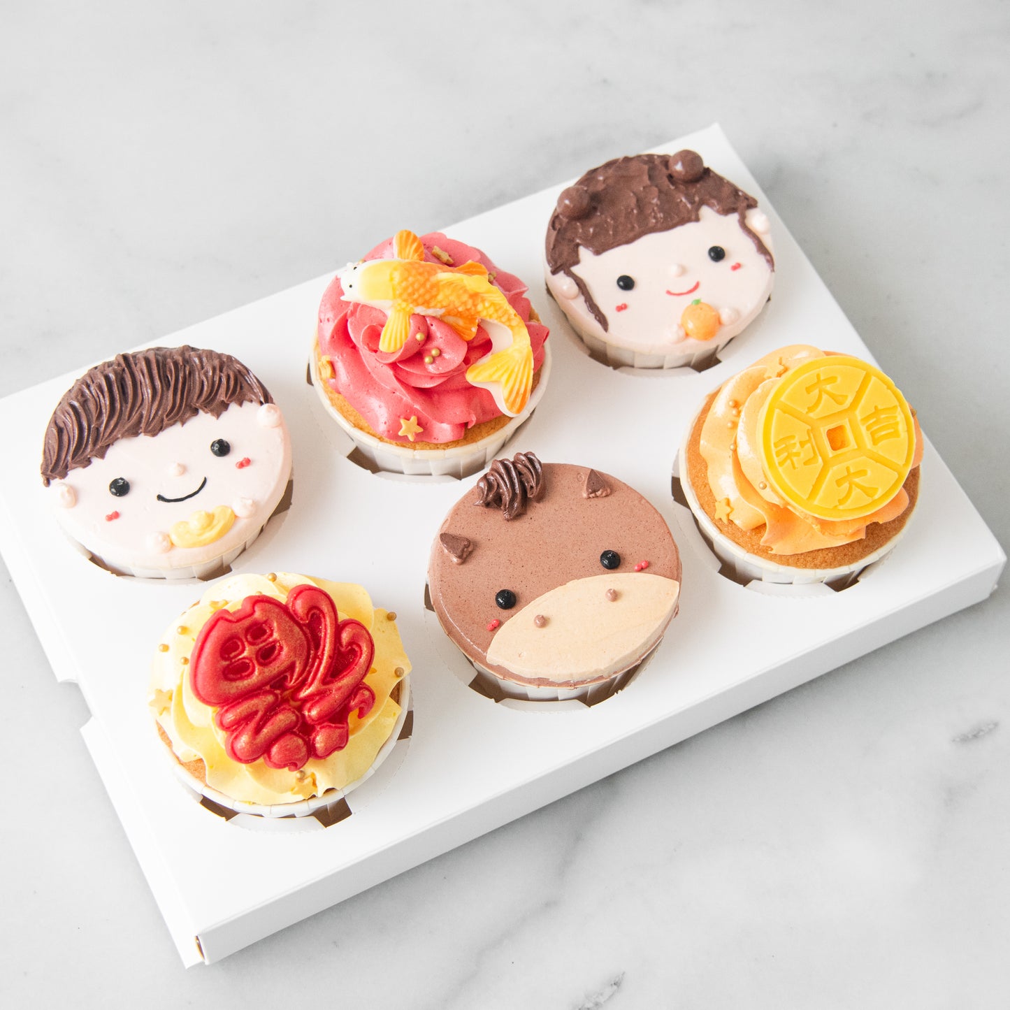 Happy New Year! | 6pc Lucky New Year Cupcakes in Gift Box | $45.80 Nett