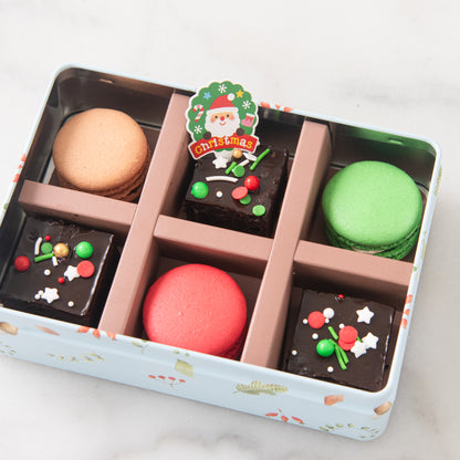 Ho Ho Ho! Merry Christmas | Christmas 6in1 Macaron and Brownie Tin Box | $15.80 Nett