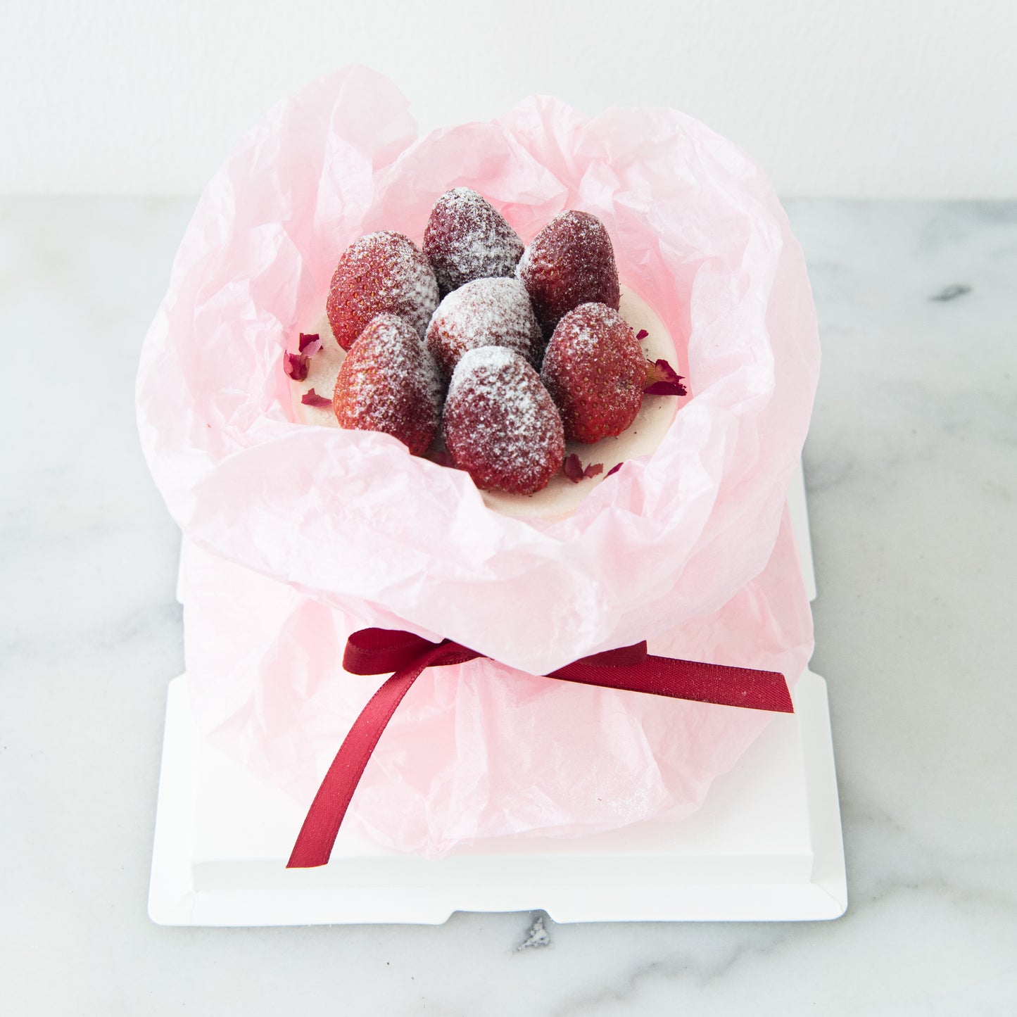 Happy Valentine's Day! | Eternal Strawberry Rose Bouquet 3'' Mini Cake | $48.80 Nett
