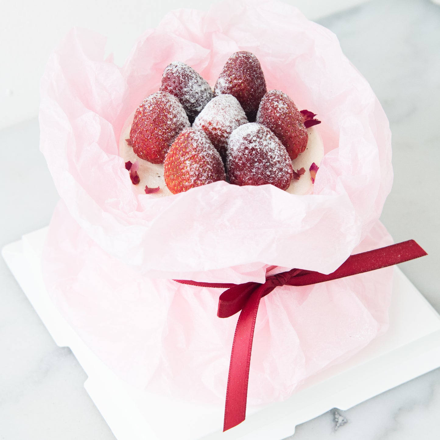 Happy Valentine's Day! | Eternal Strawberry Rose Bouquet 3'' Mini Cake | $48.80 Nett