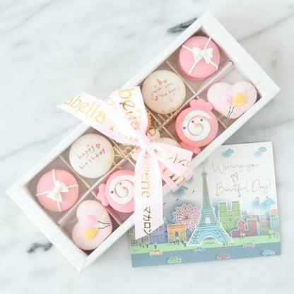 10pcs Birthday Girl Macarons in a Gift Box | Complimentary Ribbon and Personalised Message | $45.80 nett only