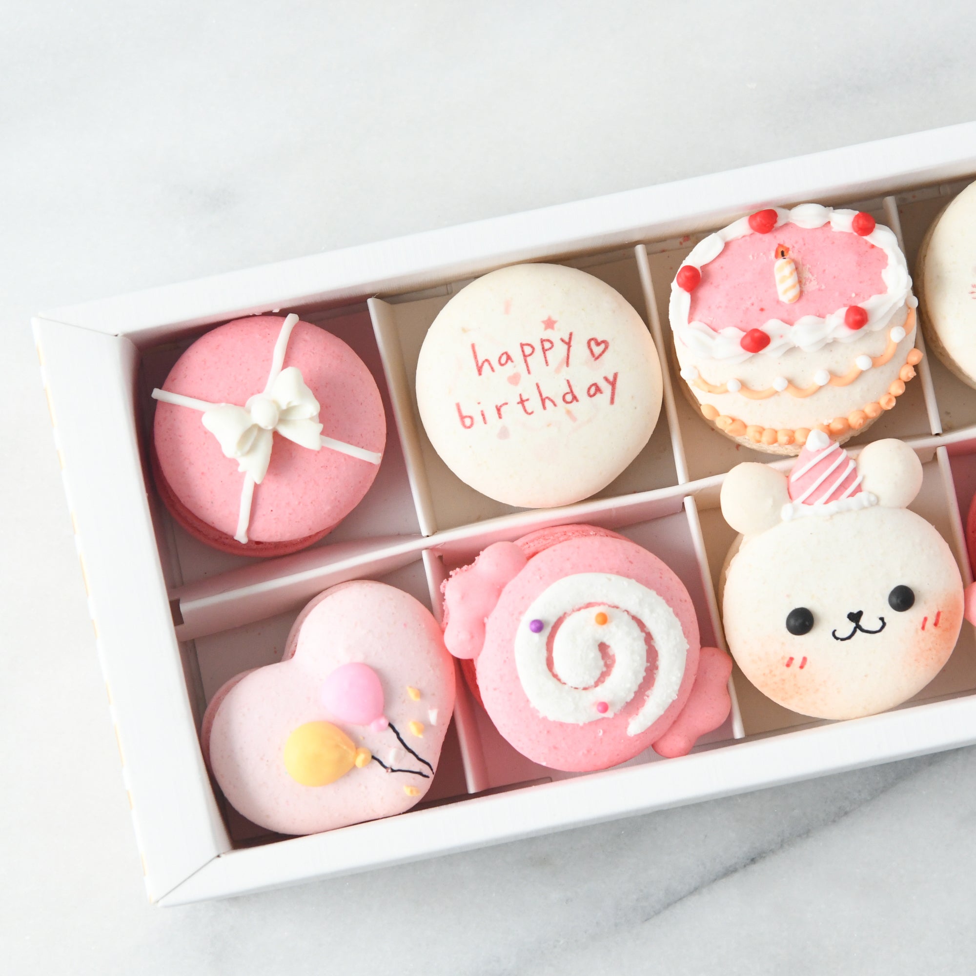 10pcs Birthday Girl Macarons in a Gift Box | Complimentary Ribbon and