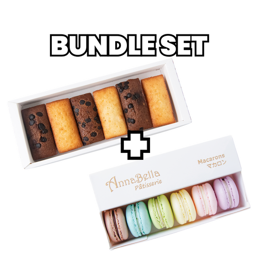 Bundle Set | 6pcs Golden Treat French Financier (3x Original + 3 Chocolate) + 6pcs C1 Macarons | $24.80 Nett